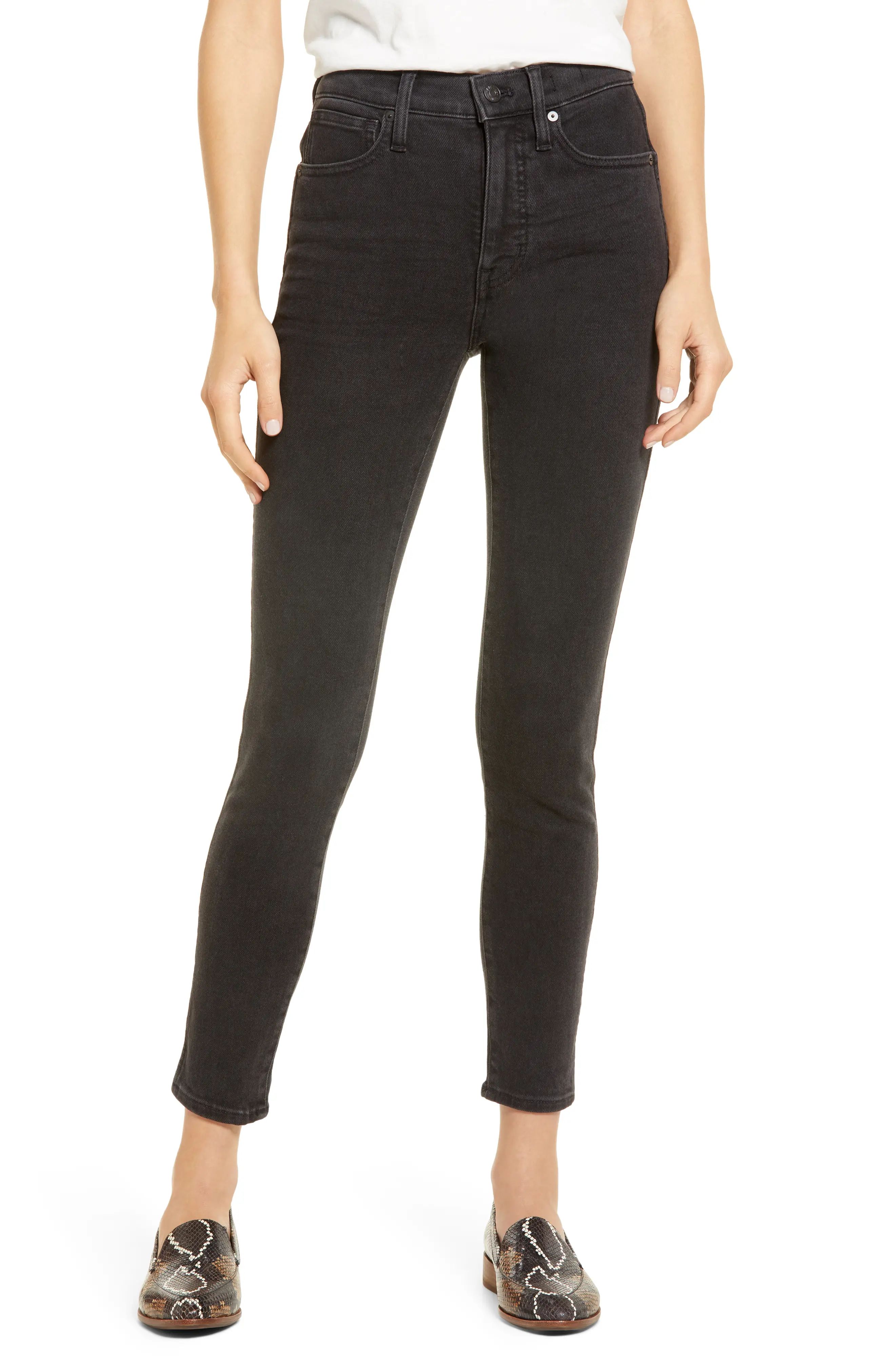 Women's Madewell 10-Inch High Waist Ankle Skinny Jeans, Size 30 - Black | Nordstrom