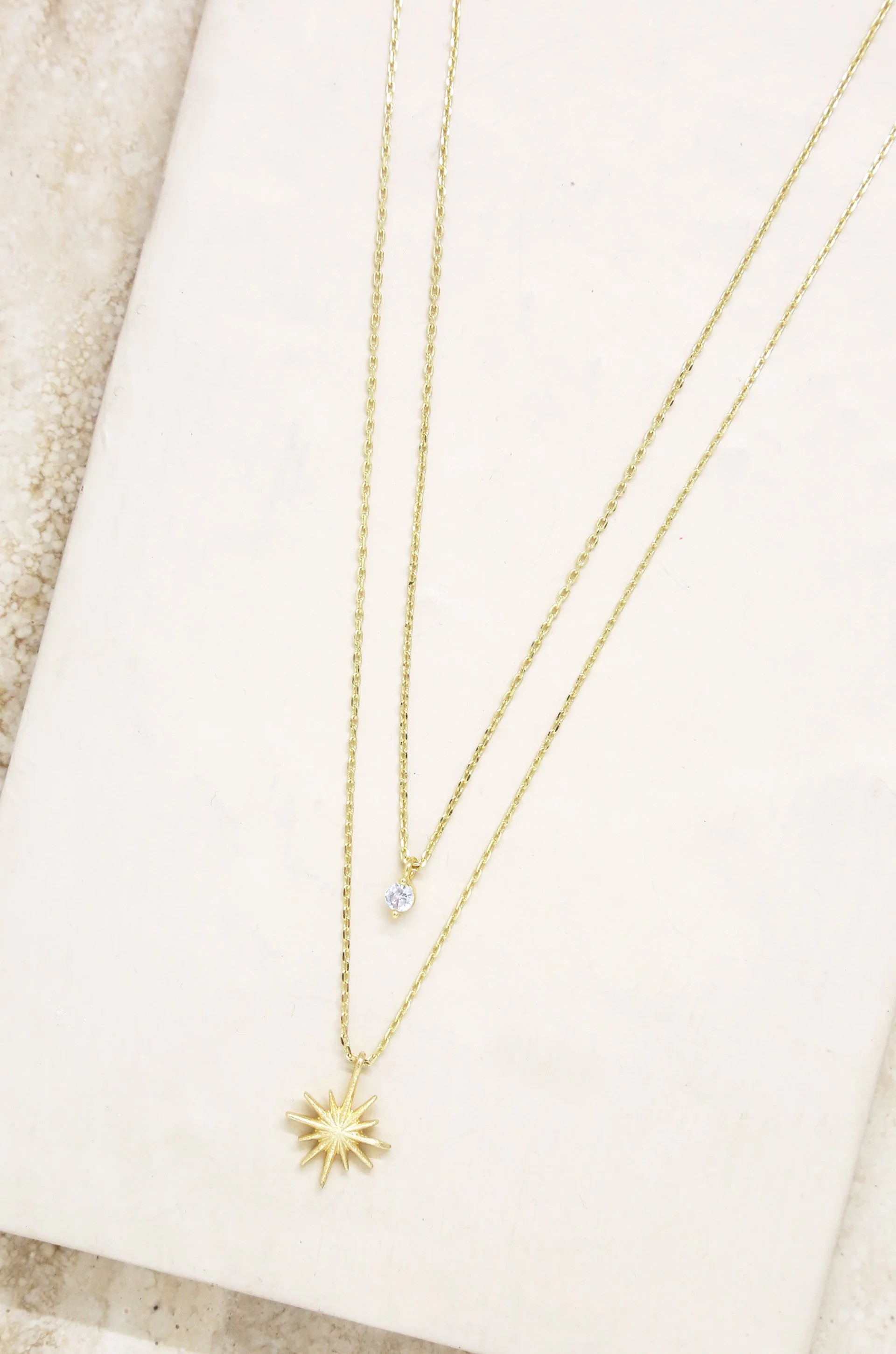 Layered Starburst and Crystal 18k Gold Plated Necklace | Ettika