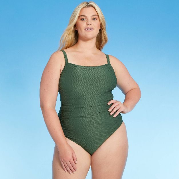 Women's Basket Weave Textured High Coverage One Piece Swimsuit - Kona Sol™ | Target