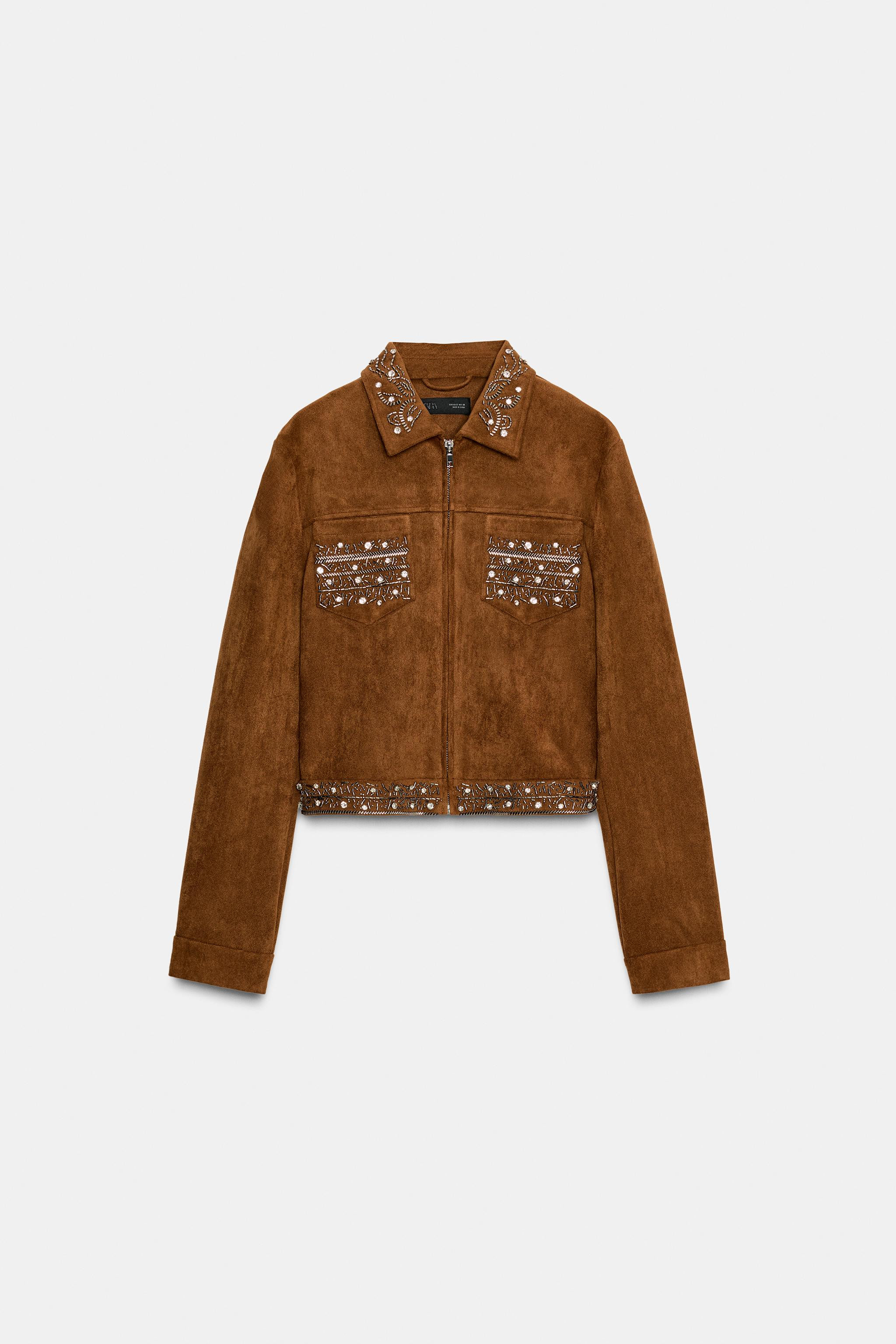 FAUX SUEDE STUDDED JACKET | Zara US