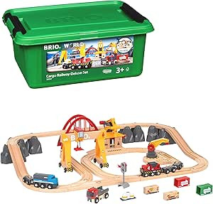 BRIO 33097 Cargo Railway Deluxe Set - 54 Piece Interactive Train Toy | Enhanced Wooden Tracks | P... | Amazon (US)