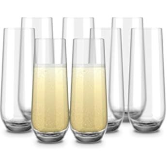 JoyJolt Milo Stemless Champagne Flutes Set of 8 Crystal Glasses. 9.4oz Champagne Glasses. Prosecco W | Amazon (US)