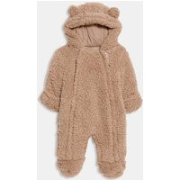 M&S Borg Zip Pramsuit (0-12 Mths) Mocha | Marks & Spencer (UK)