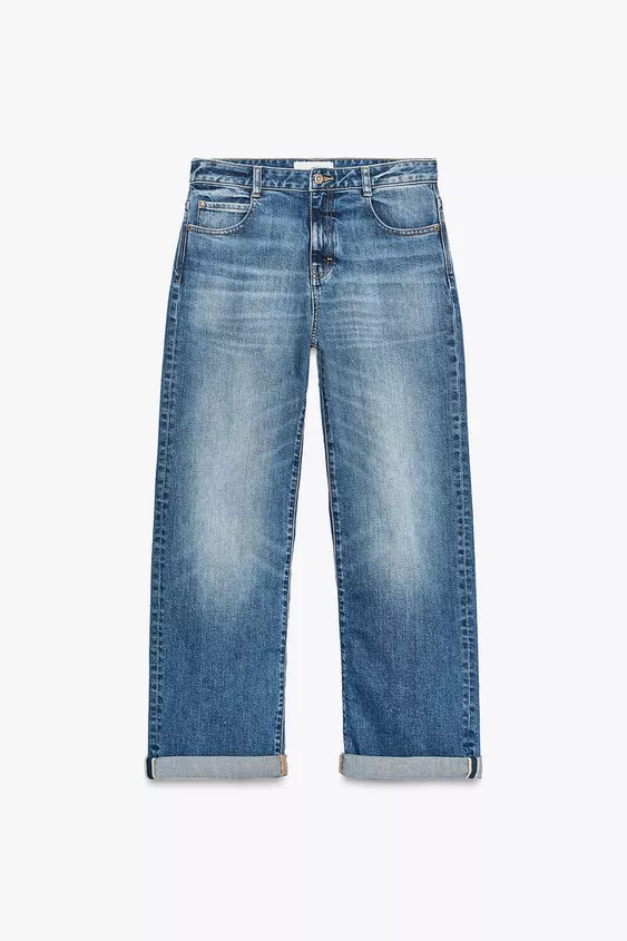 Z.07 RELAXED FIT HI-RISE CUFFED JEANS | Zara Canada