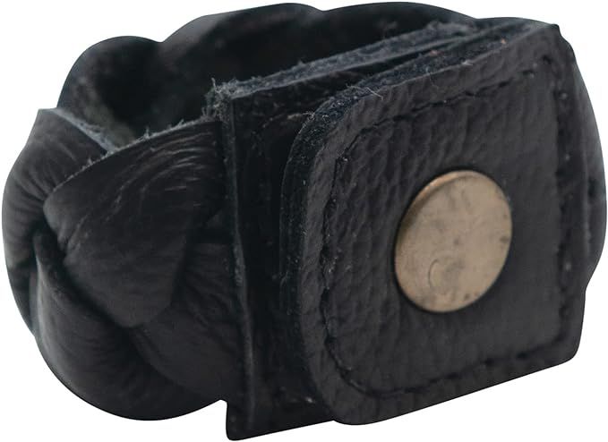 Creative Co-Op Braided Leather Snap Closure Napkin Ring, Black | Amazon (US)