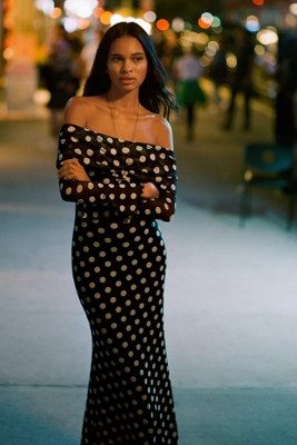 AFRM Long-Sleeve Off-The-Shoulder Mesh Maxi Dress | Anthropologie (US)