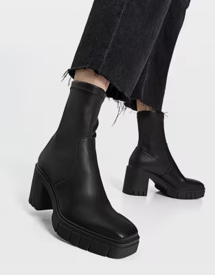 Stradivarius sock boot with track sole in black | ASOS (Global)