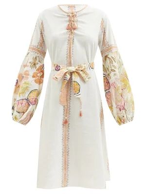 Fabienne floral-print cotton-khadi midi dress | D'Ascoli | MATCHESFASHION US | Matches (US)
