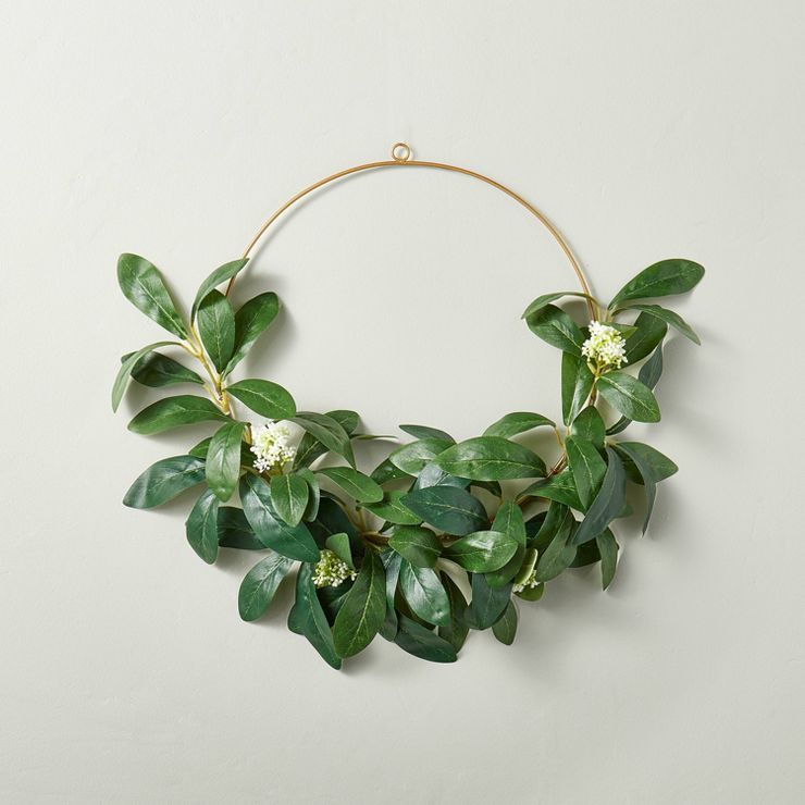 18" Faux Seeded Skimmia Wire Wreath - Hearth & Hand™ with Magnolia | Target