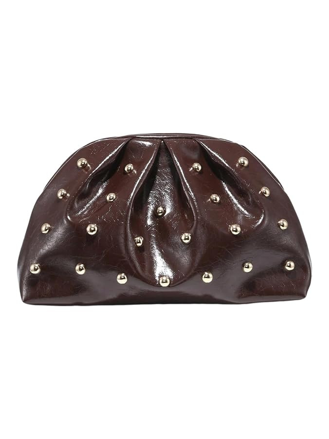 QWINEE Women's Elegant Studded Clutch Bag Magnet Ruched Bags Retro Vintage Evening Handbag | Amazon (US)