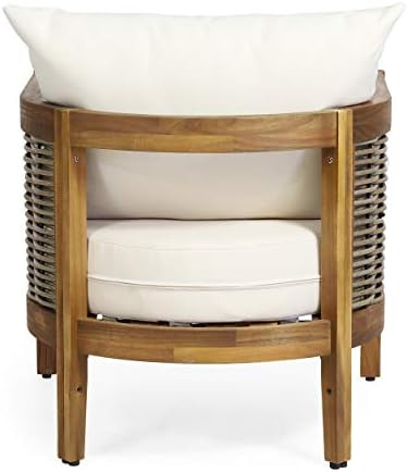 Burchett Outdoor Club Chair with Cushion - Acacia Wood and Wicker - Teak/Mixed Brown/Beige (Set of 2 | Amazon (US)