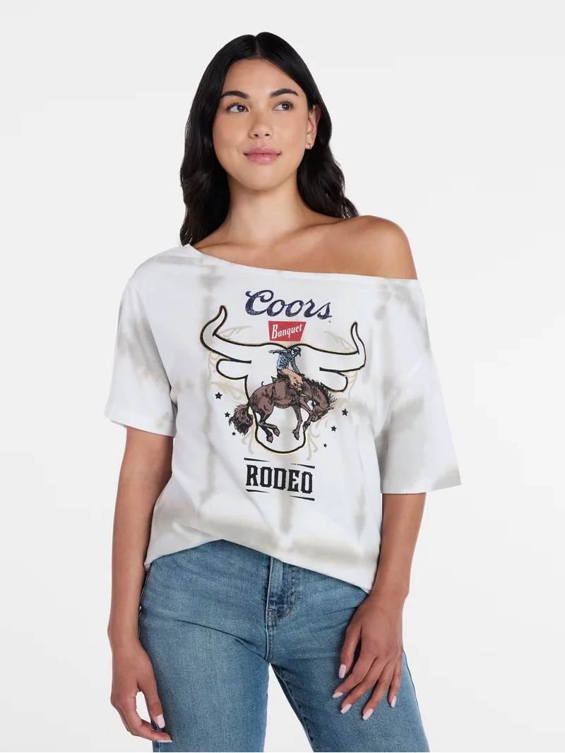 Coors Women's Off the Shoulder Graphic Print Tee, Sizes XXS-XXL | Walmart (US)