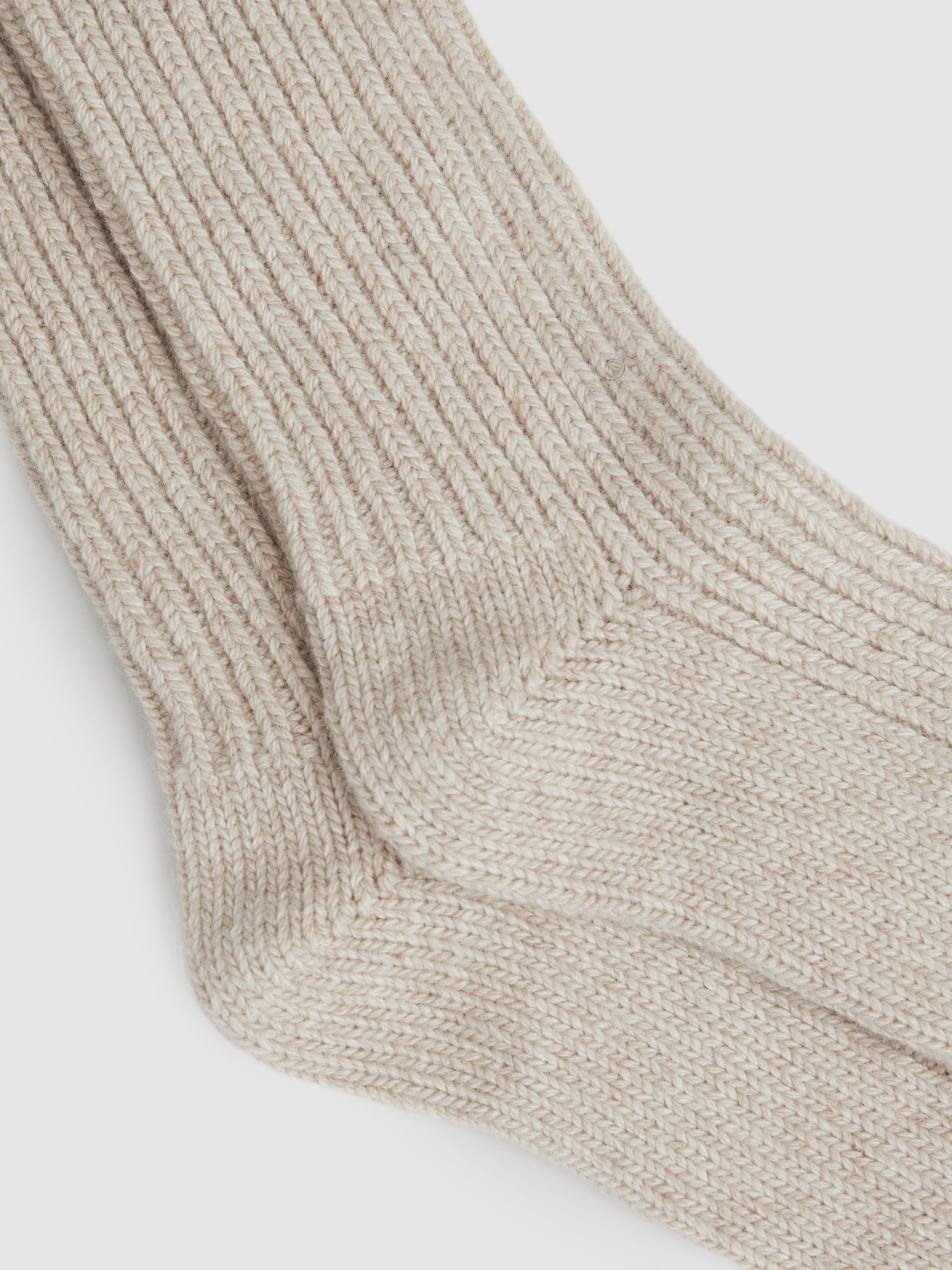 Reiss Rib-Knit Socks With Cashmere in Oatmeal - REISS | Reiss UK