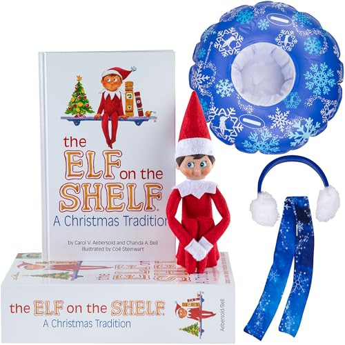 Elf On The Shelf Boy with Snow Tube Set - Blue Eyed Boy Elf Doll with Book and Winter Ski Gear - Tube, Scarf and Earmuffs- Customize Your Elf for Wintertime Adventures | Amazon (US)