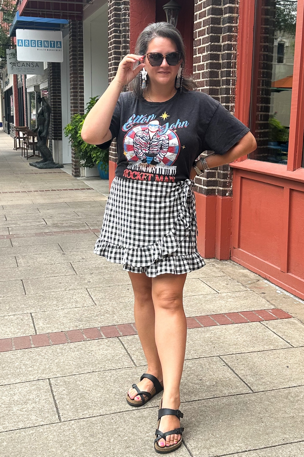 Vacation OOTD: Band tee and skort 

#LTKPlusSize #LTKStyleTip #LTKMidsize