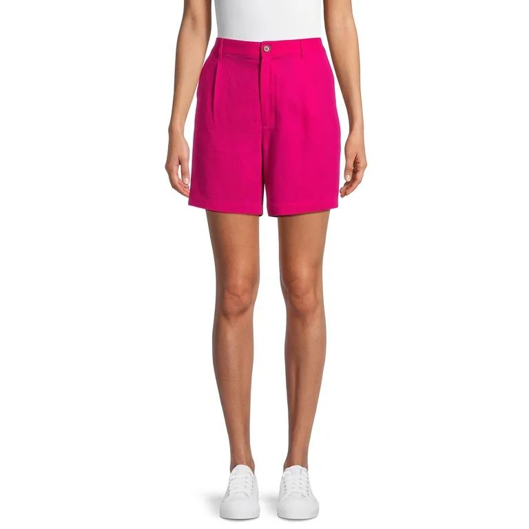 Time and Tru Women’s Linen-Blend Shorts, 5” Inseam, Sizes XS-XXXL - Walmart.com | Walmart (US)