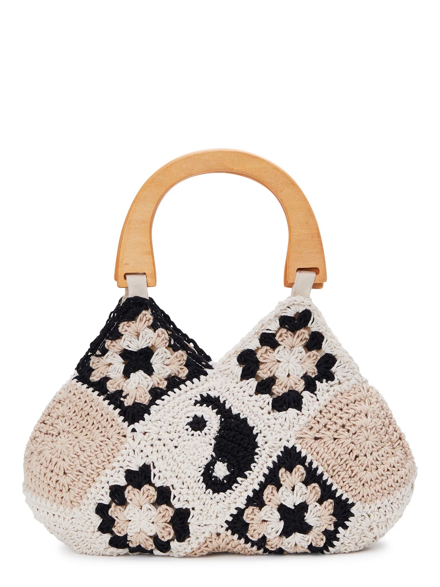 No Boundaries Women’s Yin Yang Crochet Top Handle Handbag | Walmart (US)