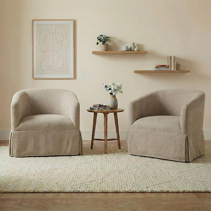 Swivel Accent Chair Set of 2, 360 Degree Performance Fabric Armchair Modern Barrel Chairs Armchai... | Amazon (US)