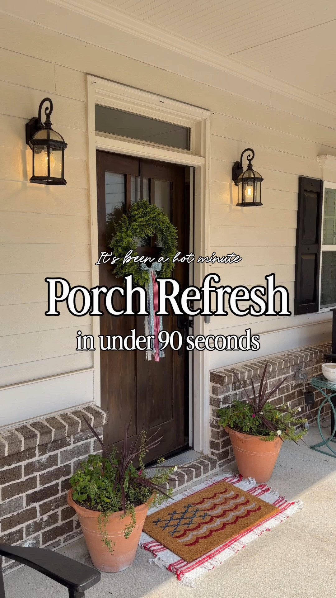 Sometimes a few simple changes make the biggest difference. Comment PORCH and I’ll send you all the links!

I gave our front porch a quick refresh in under 90 seconds with a new rug, the cutest doormat, fresh flowers, and a few classic planters. It instantly made everything feel brighter, more welcoming, and ready for the rest of summer.

If you’ve been wanting to give your entryway a little love without spending hours (or a fortune), this is your sign.

front porch refresh, front porch decor, outdoor entryway ideas, summer porch decorating, affordable outdoor decor, welcome mat, outdoor planters, curb appeal, porch styling, Walmart home

#LTKSeasonal #LTKHome