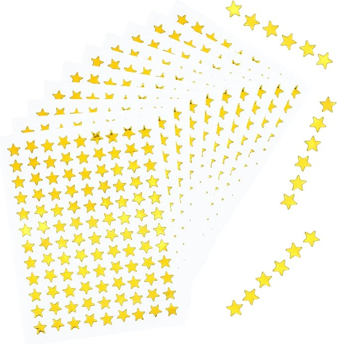 1080 Pcs 10 Sheets Tiny Gold Star Stickers, 0.3" Diameter Reward Stickers for Children, Small Sta... | Amazon (US)