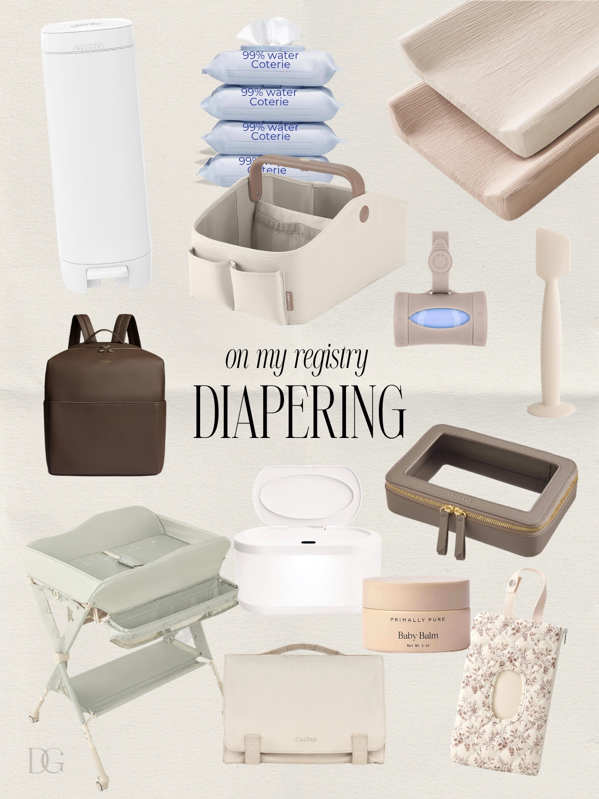 BABY REGISTRY 🐣 | Everything we registered for to create a practical diapering setup, from changing essentials and diaper storage to everyday products we’ll use most. *Diaper bag is Mina Bae (Stevie).

diapering essentials, diaper changing station, newborn diapers, baby wipes, diaper pail, changing pad, nursery organization, baby registry 

 #LTKBaby #LTKBump