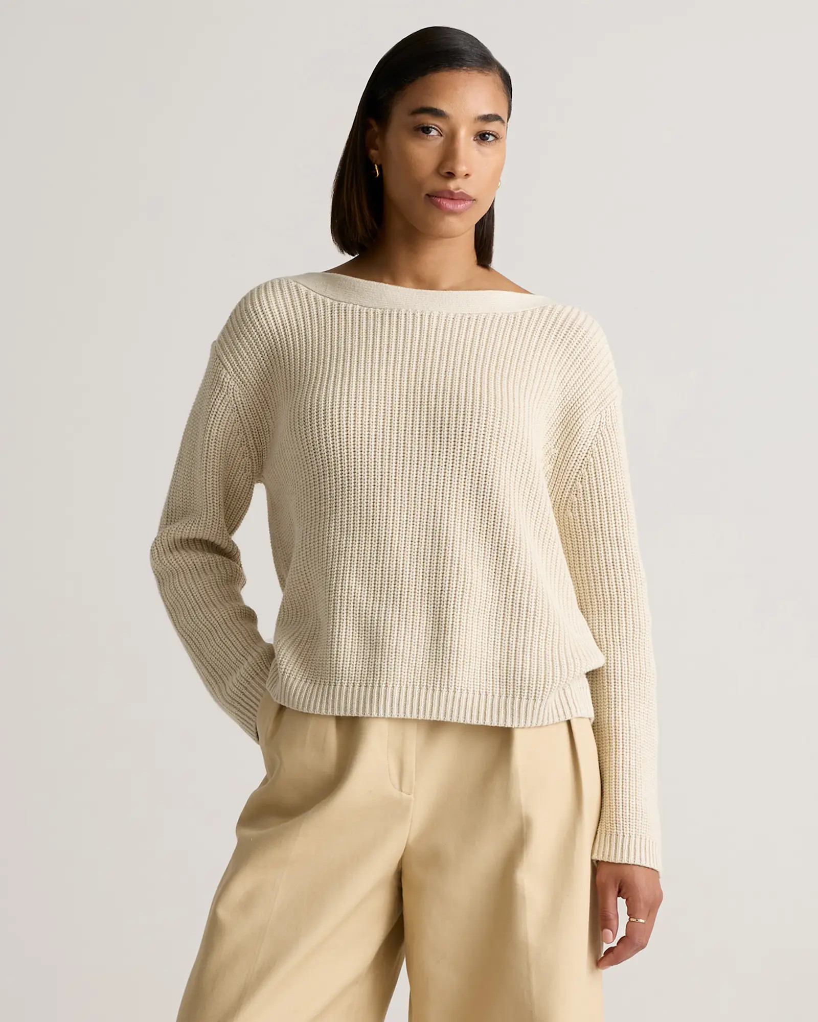 100% Organic Cotton Fisherman Boatneck Sweater | Quince