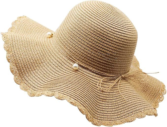 Lovful Women Wide Brim Sun Hat Summer Beach Cap UV Packable Straw Hat | Amazon (US)