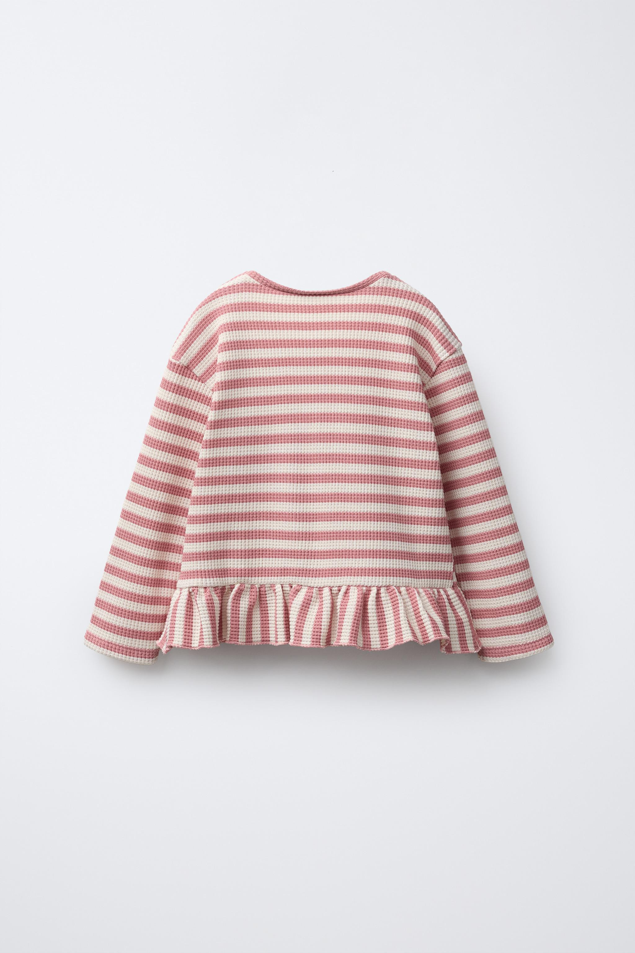 STRIPED WAFFLE KNIT PEPLUM TOP | Zara US
