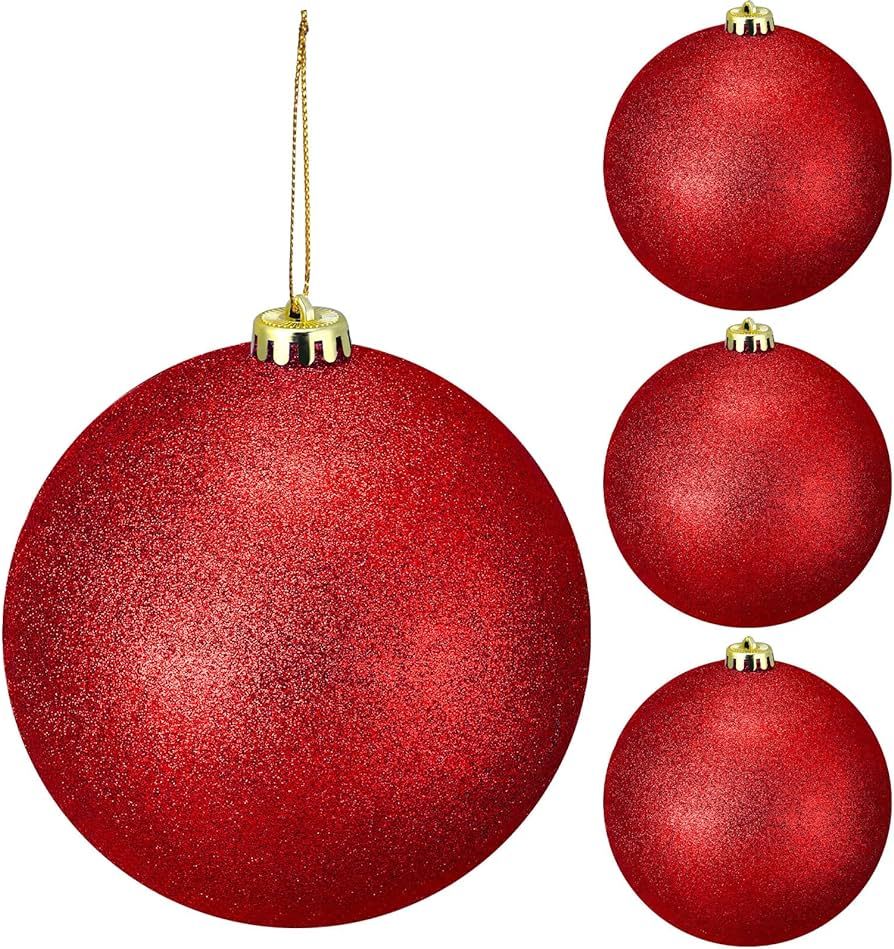 Liliful 4 Pieces 5.9 Inch Large Outdoor Christmas Ornaments Plastic Jumbo Fillable Balls Ornament... | Amazon (US)