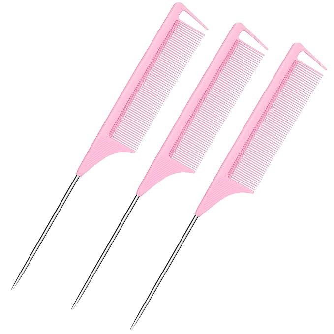 Rat Tail Combs 3PCS, Parting Combs for Braiding Hair Carbon fiber heat-resistant anti-static, for... | Amazon (US)