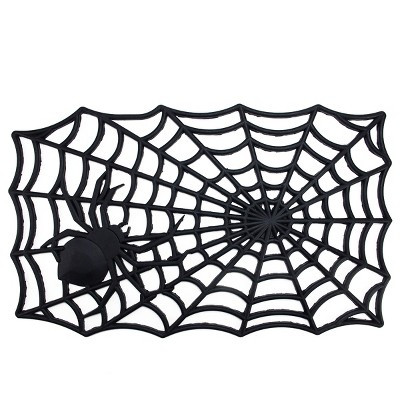 Northlight Black Spider with Web Rectangular Halloween Doormat 17" x 29" | Target