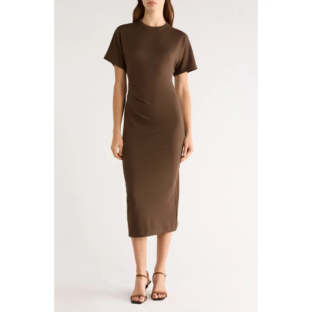 Vince Side Ruched Midi Dress in Willow at Nordstrom, Size Large | Nordstrom