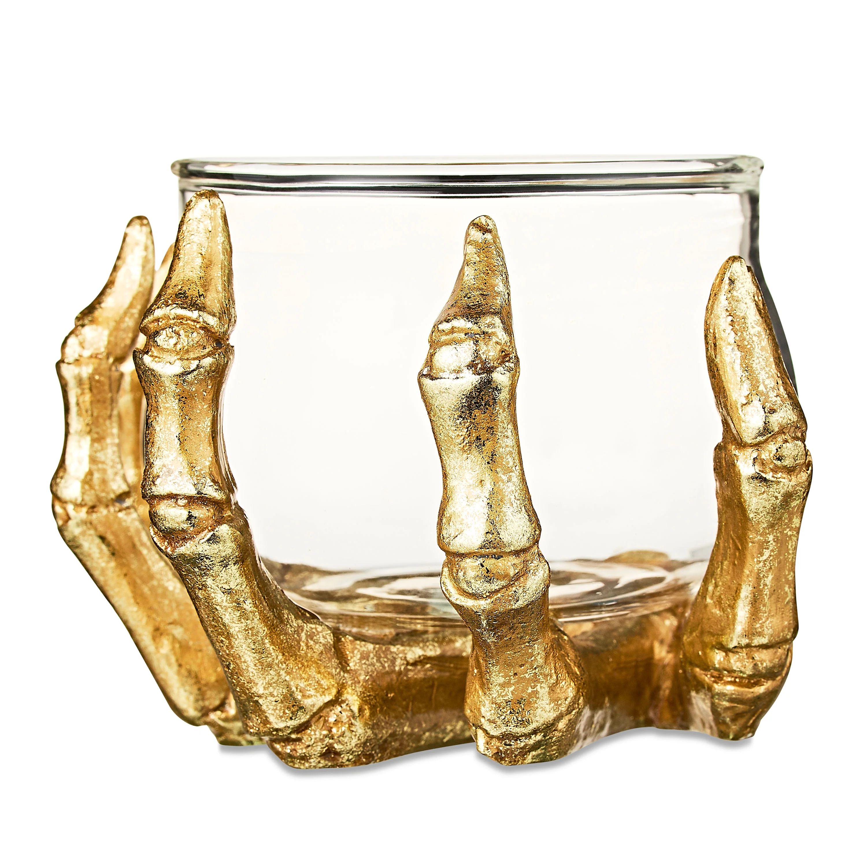 Halloween Gold Resin & Glass Skeleton-Hand Indoor Candle Holder, 4"L x 4"W x 2.88"H, by Way to Ce... | Walmart (US)