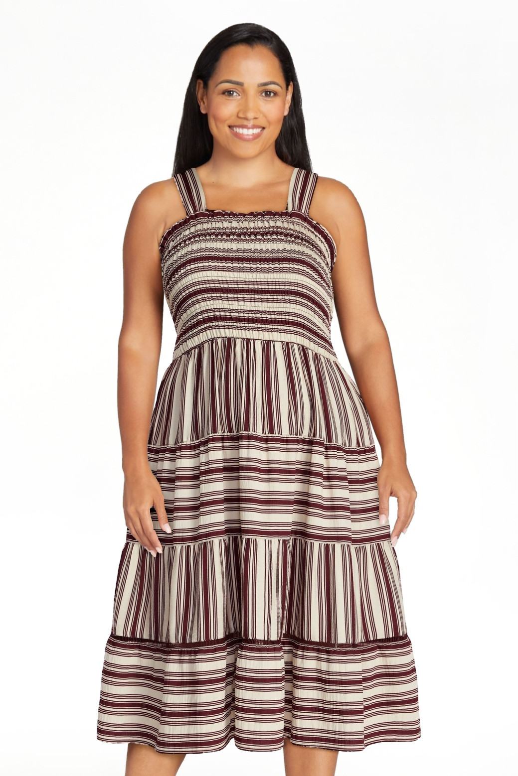 Terra and Sky Women's Plus Sleeveless Midi Tiered Dress, Sizes 0X-5X | Walmart (US)