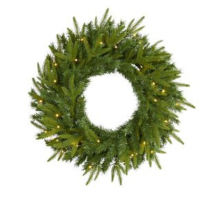 Pre-Lit Faux Pine Wreath | West Elm (US)