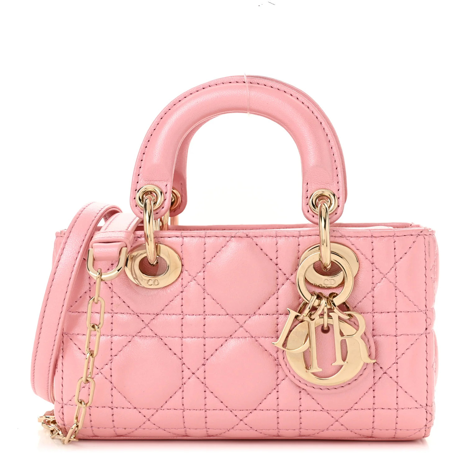 Metallic Lambskin Cannage Micro Lady D-Joy Pink | FASHIONPHILE (US)