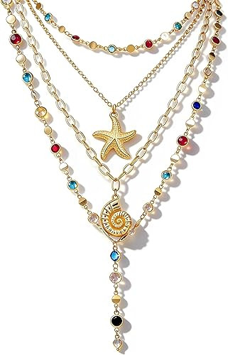 4PCS Layered Gold Cross Necklaces for Women Trendy, Bohemian Bead Pearl Y Long Pendant Necklace S... | Amazon (US)