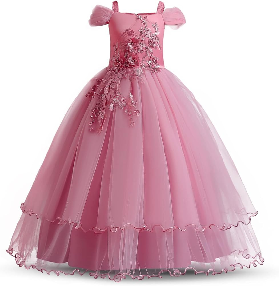 TTYAOVO Girls Applique Prom Gowns Luxury Wedding Birthday Party Princess Long Dresses | Amazon (US)