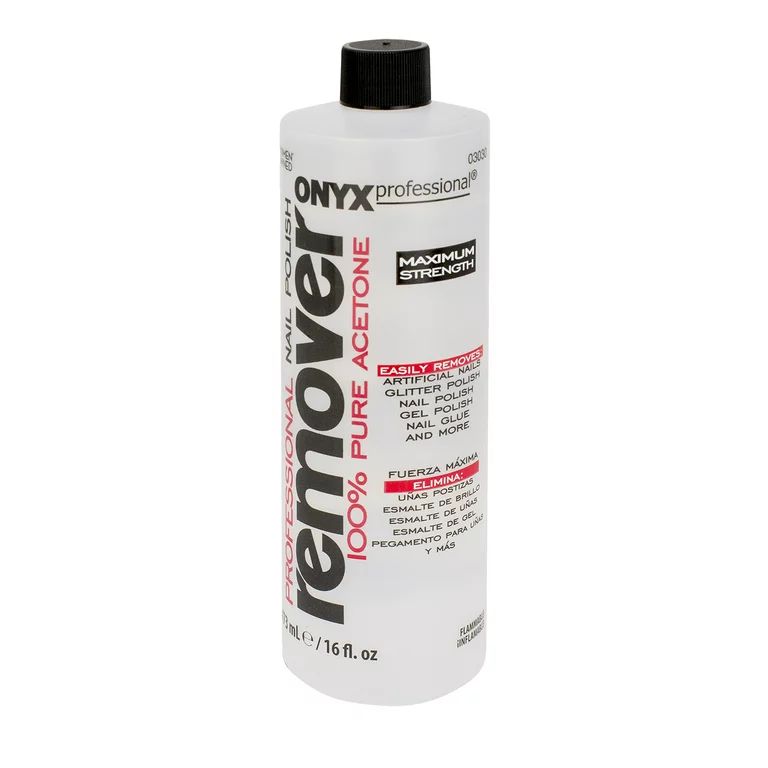 Onyx Professional 100% Pure Acetone Maximum Strength Nail Polish Remover Bottle, 16 fl oz | Walmart (US)