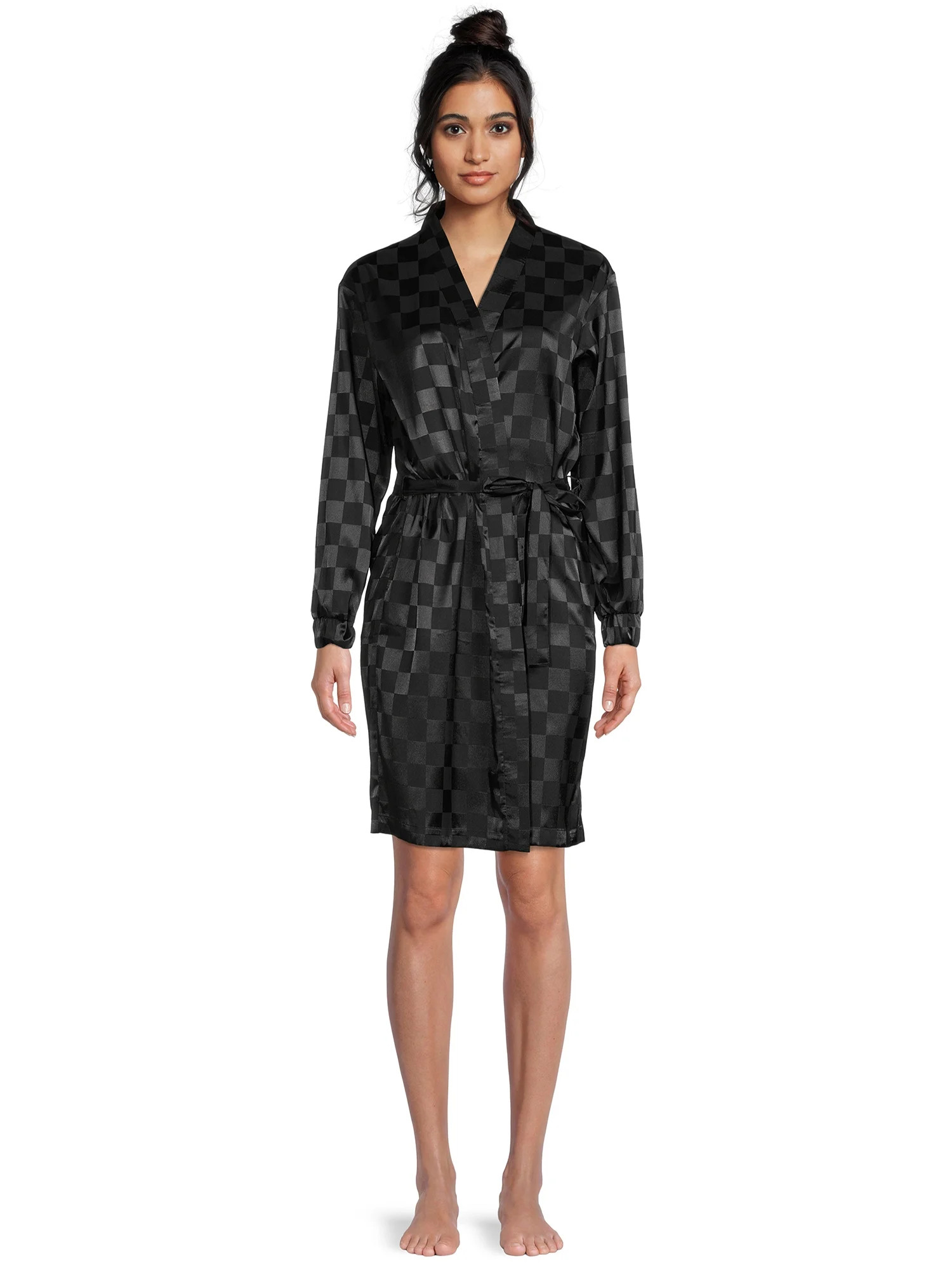 Lissome Women's and Women's Plus Satin Checkered Robe | Walmart (US)