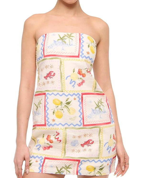 Women Strapless Mini Tube Shell Dress Sexy Bodycon Spaghetti Strap Mini Dresses Going Out Short P... | Amazon (US)