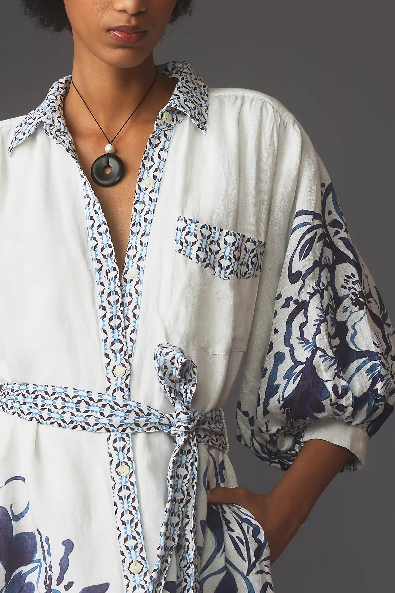 Maeve Button-Front Belted Maxi Shirt Dress | Anthropologie (US)