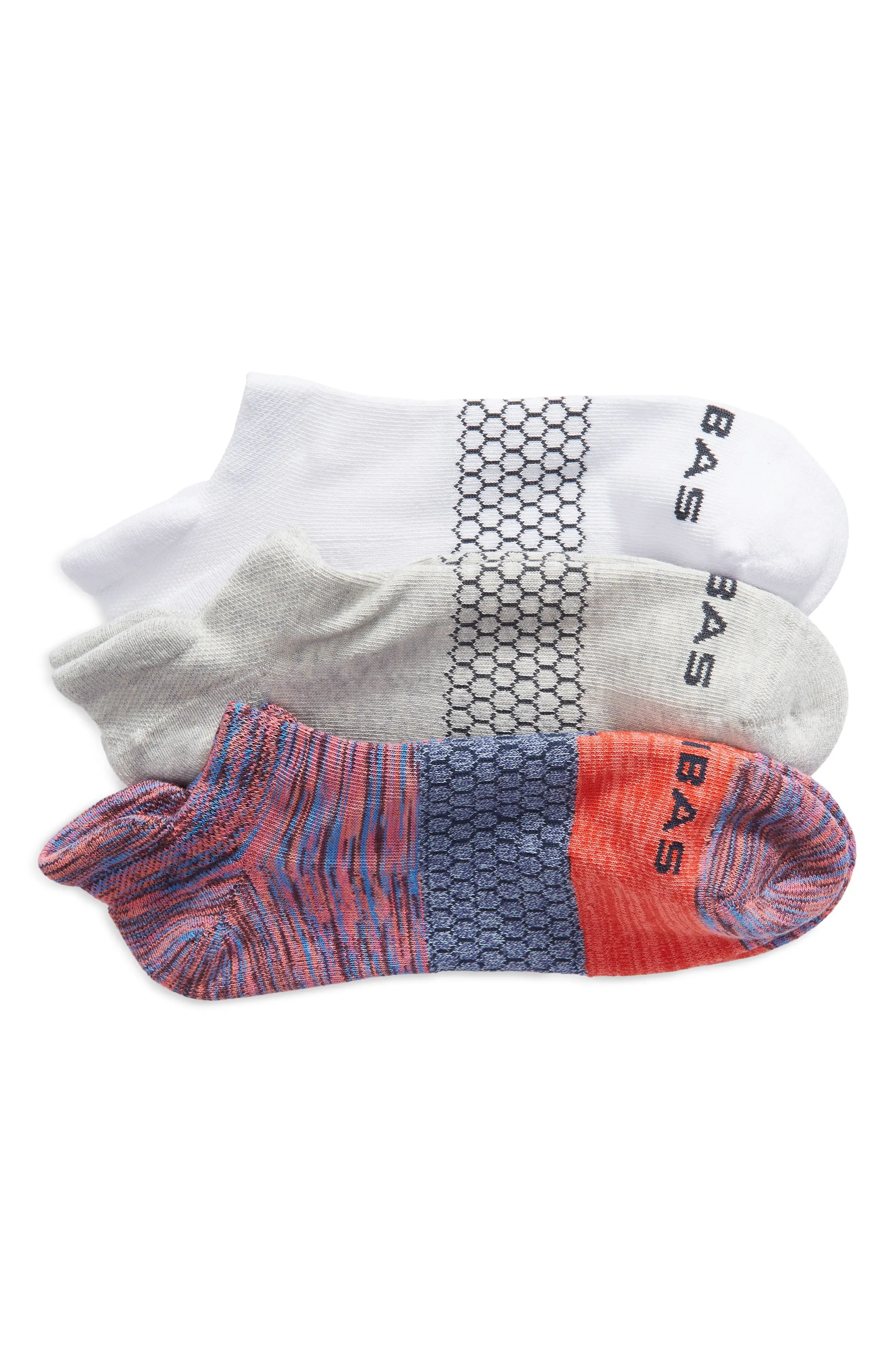 Bombas Assorted 3-Pack Cushioned Ankle Socks, Size Medium in White Grey Plum at Nordstrom | Nordstrom