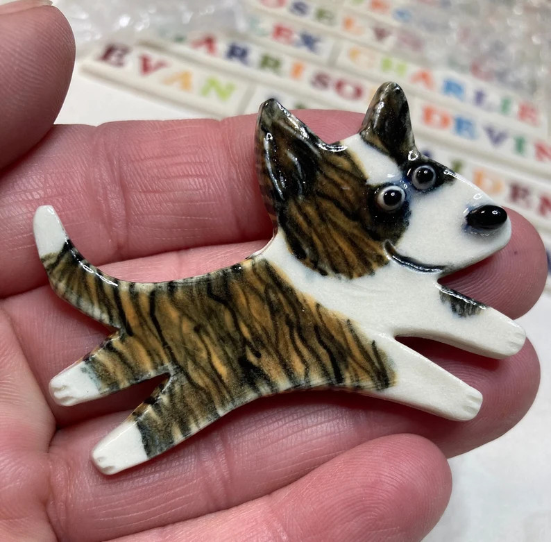 Bull Terrier Handmade Porcelain Ceramic Tile, Magnet, Pin or Ornament Tell Me Your Choice - Etsy | Etsy (US)