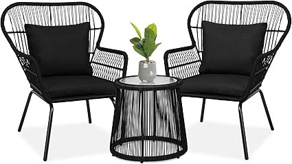 Best Choice Products 3-Piece Patio Conversation Bistro Set, Outdoor All-Weather Wicker Furniture ... | Amazon (US)