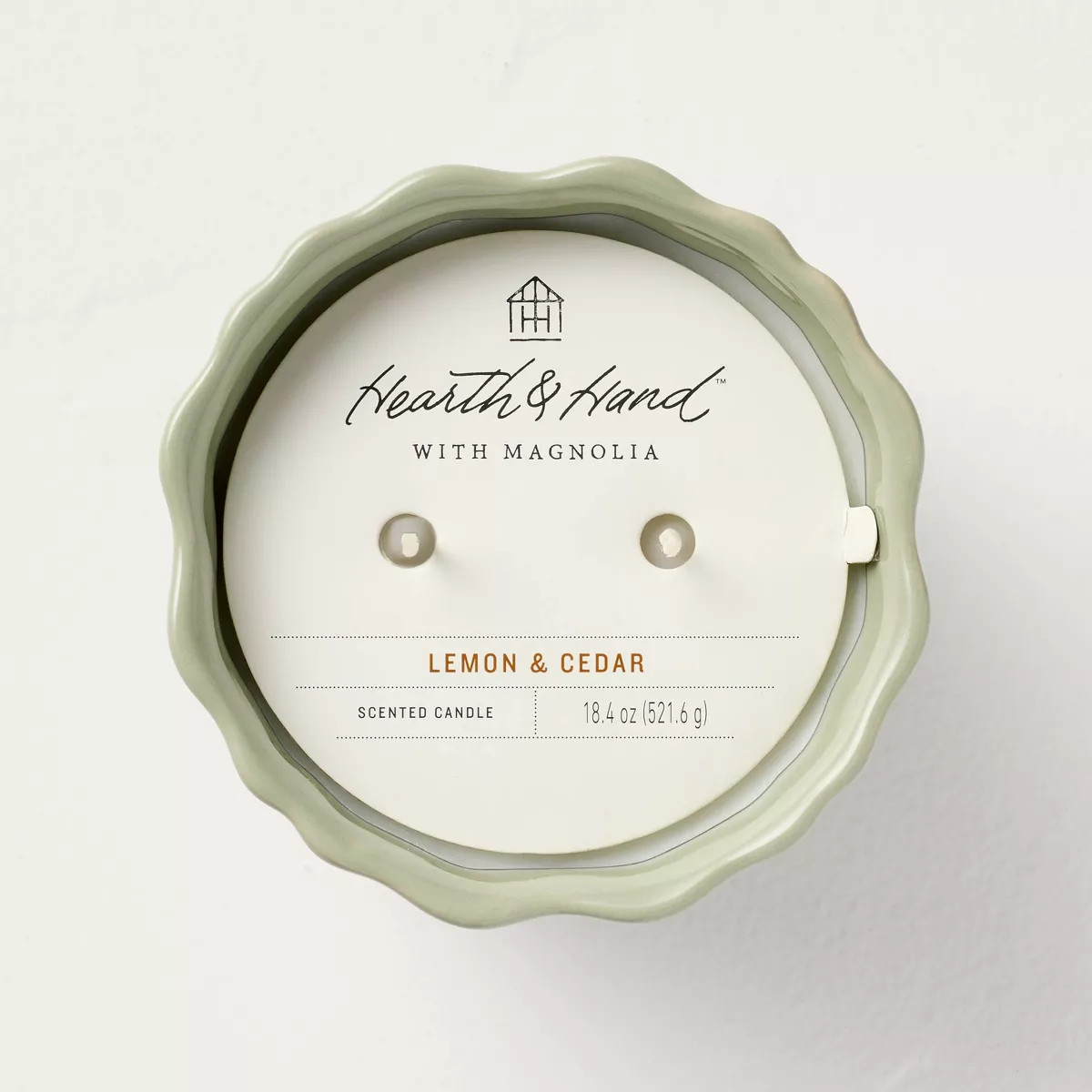 Scalloped Ceramic Lemon and Cedar Jar Candle Green - Hearth & Hand™ with Magnolia | Target