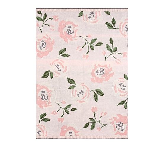 Meredith Knit Floral Baby Blanket | Pottery Barn Kids