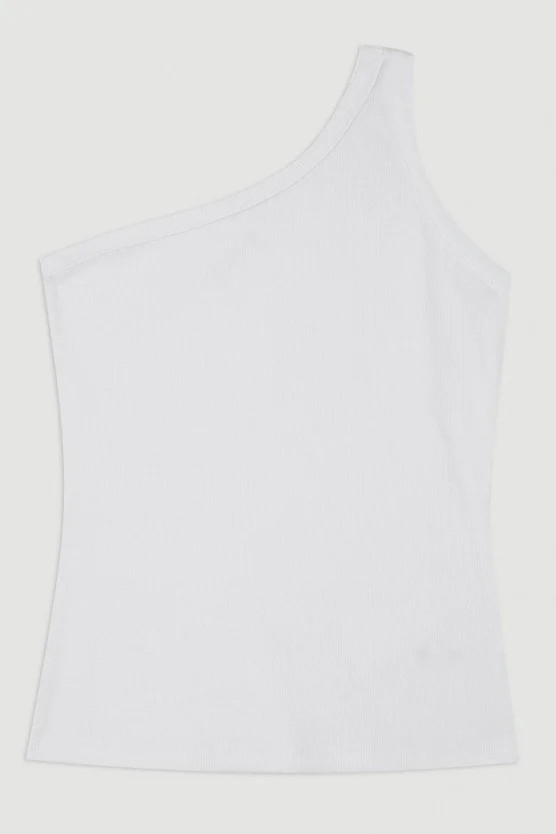 Compact Jersey Rib Asymmetrical Top | Karen Millen US