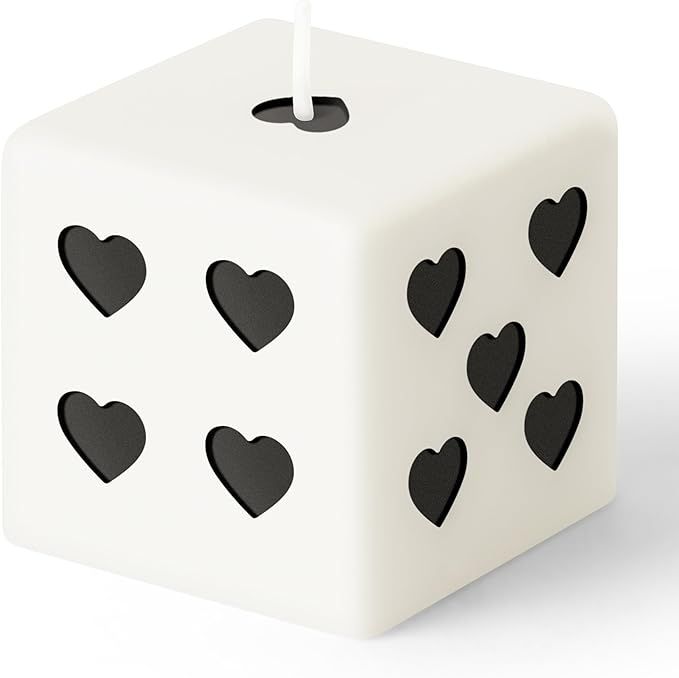 6sisc White Black Heart Dice Candle Danish Pastel Room Decor Aesthetic Pine Fragrance Natural Soy... | Amazon (US)