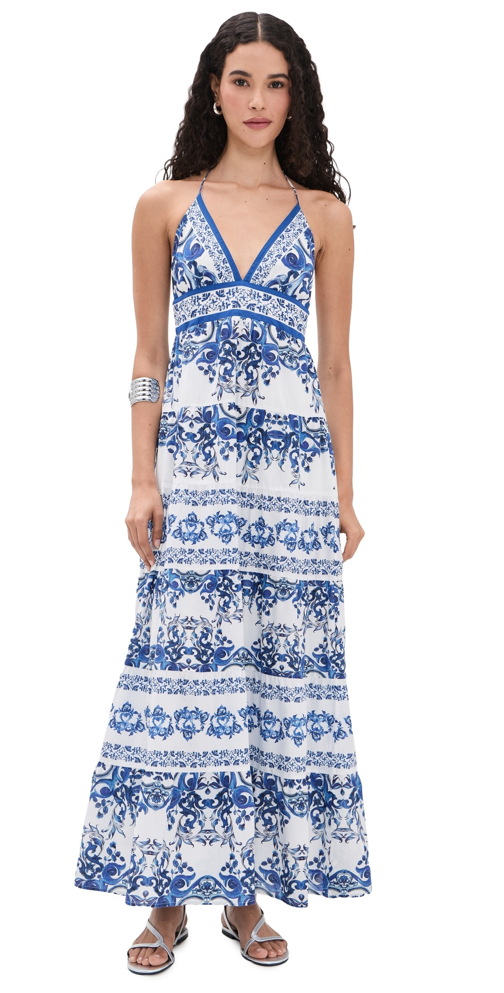 ALICE + OLIVIA Karolina Smocked Waist Tiered Maxi Dress Solstice 0 | Shopbop